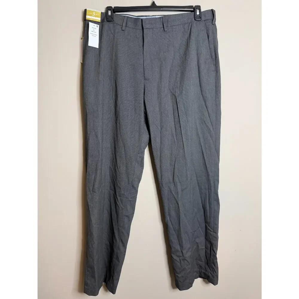 J.M. Haggar Dress Pants Mens 38x30 Gray Premium Stretch Classic Fit Waistband - Picture 1 of 6